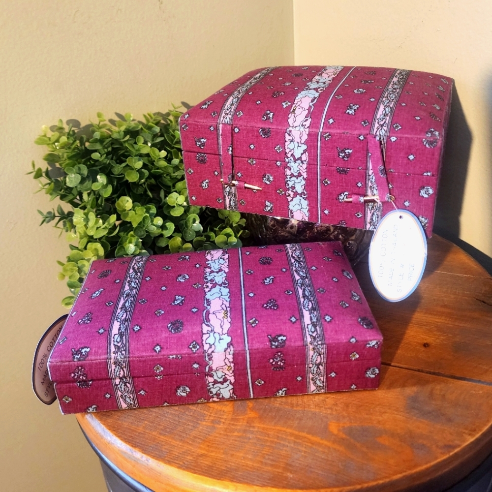 Set of 2 - NWT The Michele Collection Vintage Fabric Jewelry Boxes